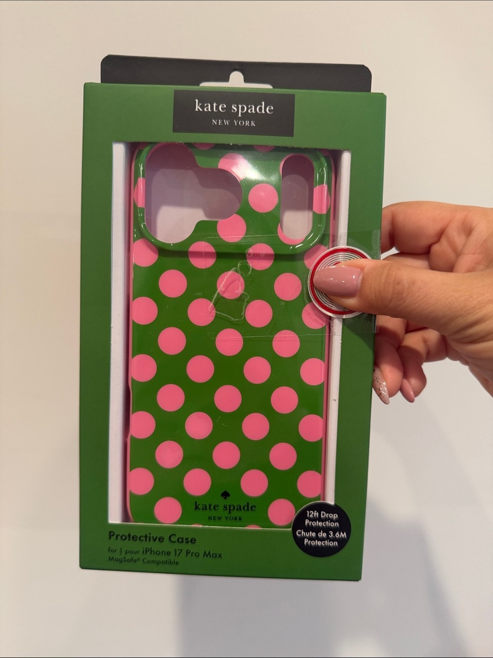 🎀KATE SPADE~Green & Pink Polka Dot iPhone Case